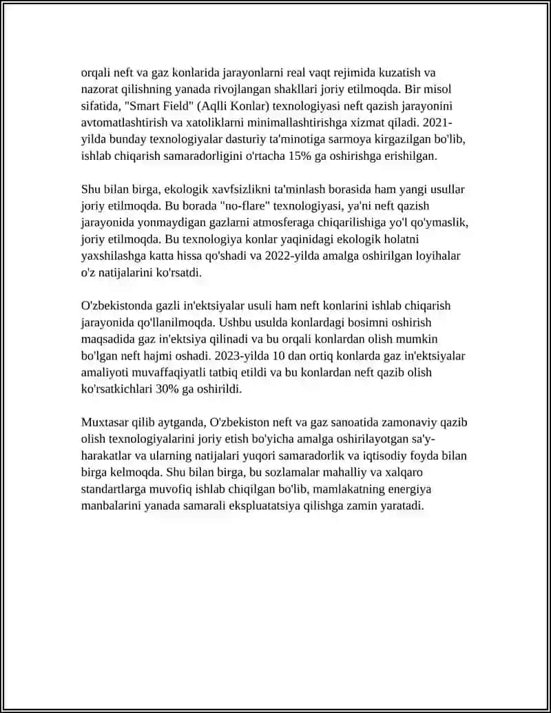 OʻZBEKISTON NEFT VA GAZ SANOATI KORXONALARIDA ISHLAB CHIQARISHNI RIVOJLANTIRISH YOʻNALISHLARI 4