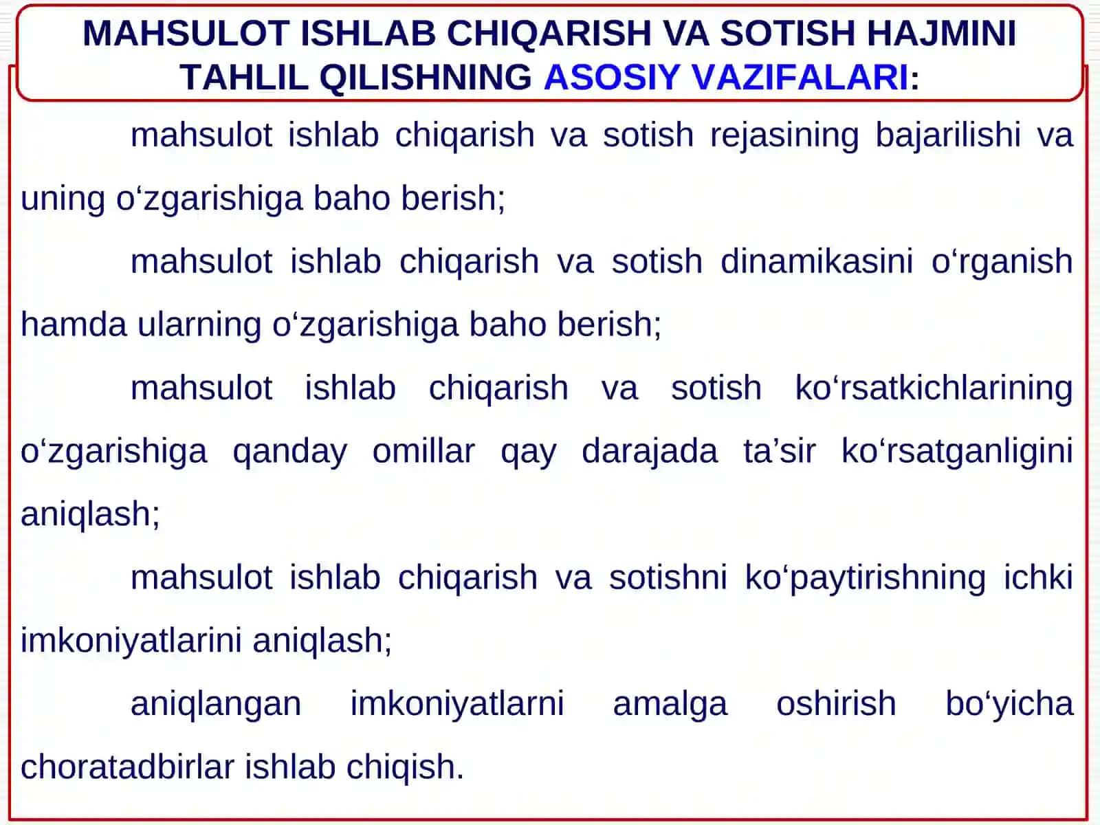 Mahsulot ishlab chiqarish va sotish hajmi tahlili 4