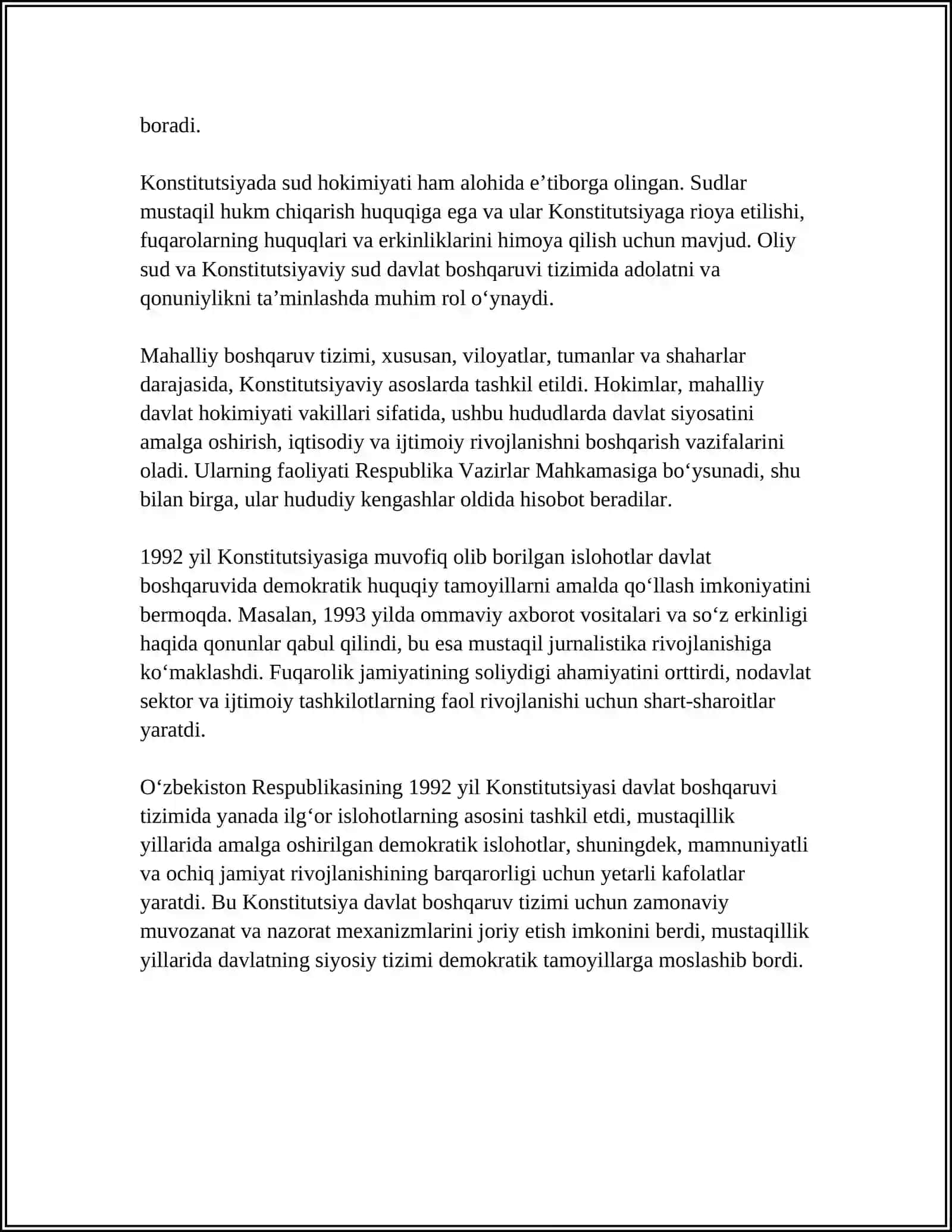 MUSTAQILLIK YILLARIDA DAVLAT BASHQARUVI TIZIMIDA AMALGA OSHIRILGAN ISLAHOTLAR 4