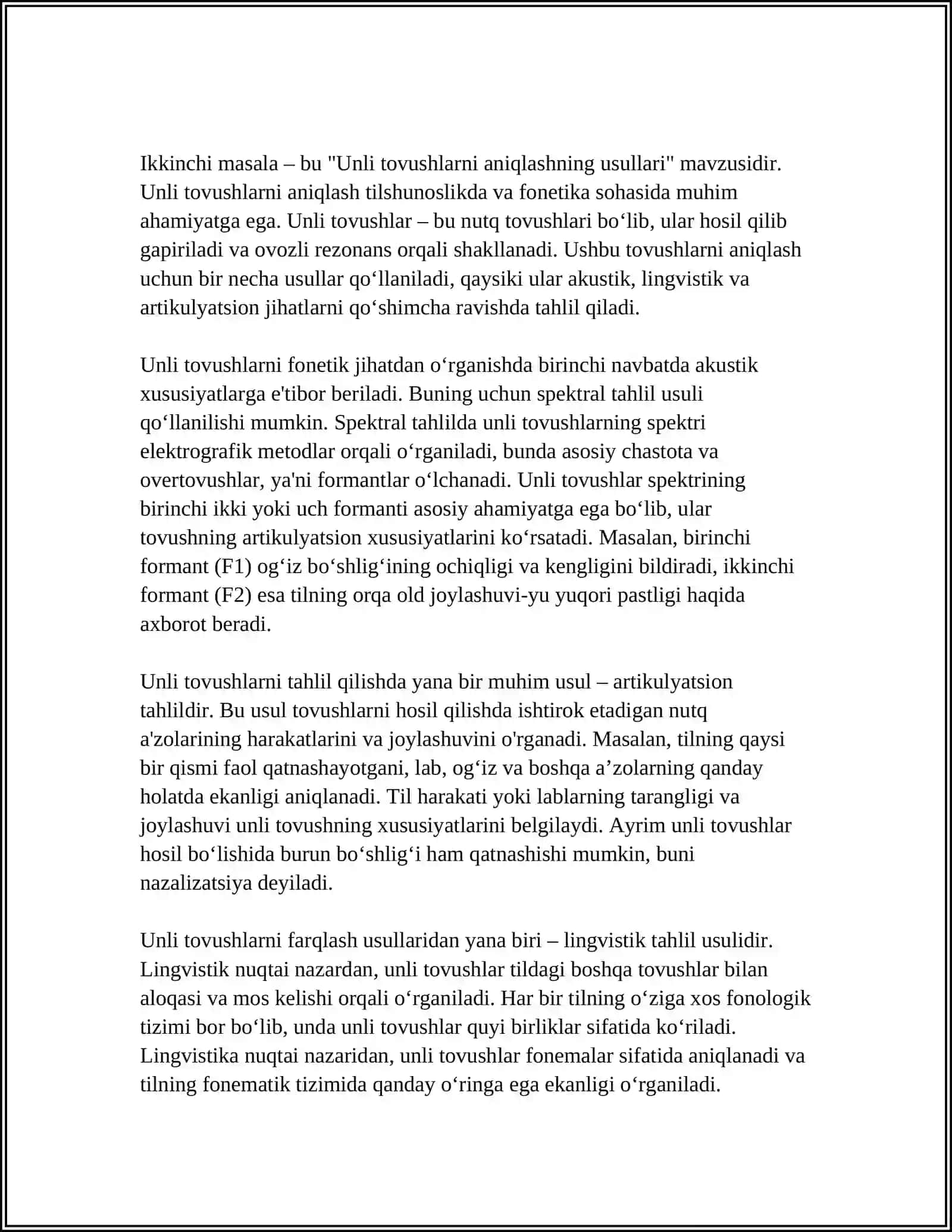 UNLI VA UNDOSH TOVUSHLARNI OʻRGANISHDA LEKSIK MASHQLARNI TASHKILLASHTIRISH 4