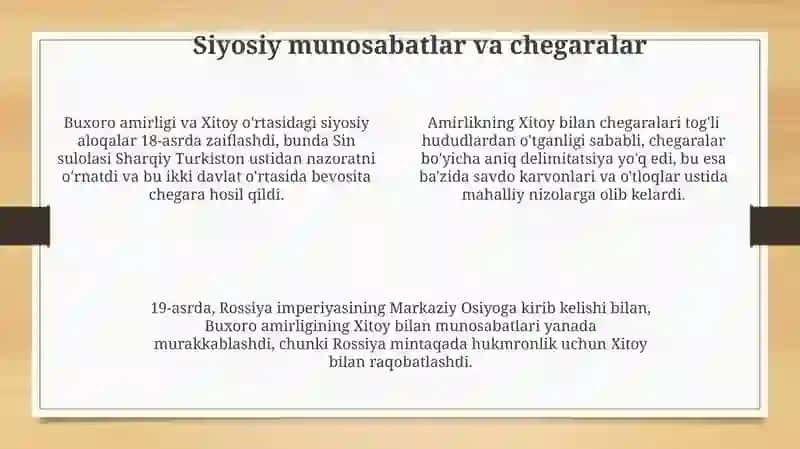 Buxoro amirligi va Xitoy: Tarixiy aloqalar va siyosiy munosabatlar 4