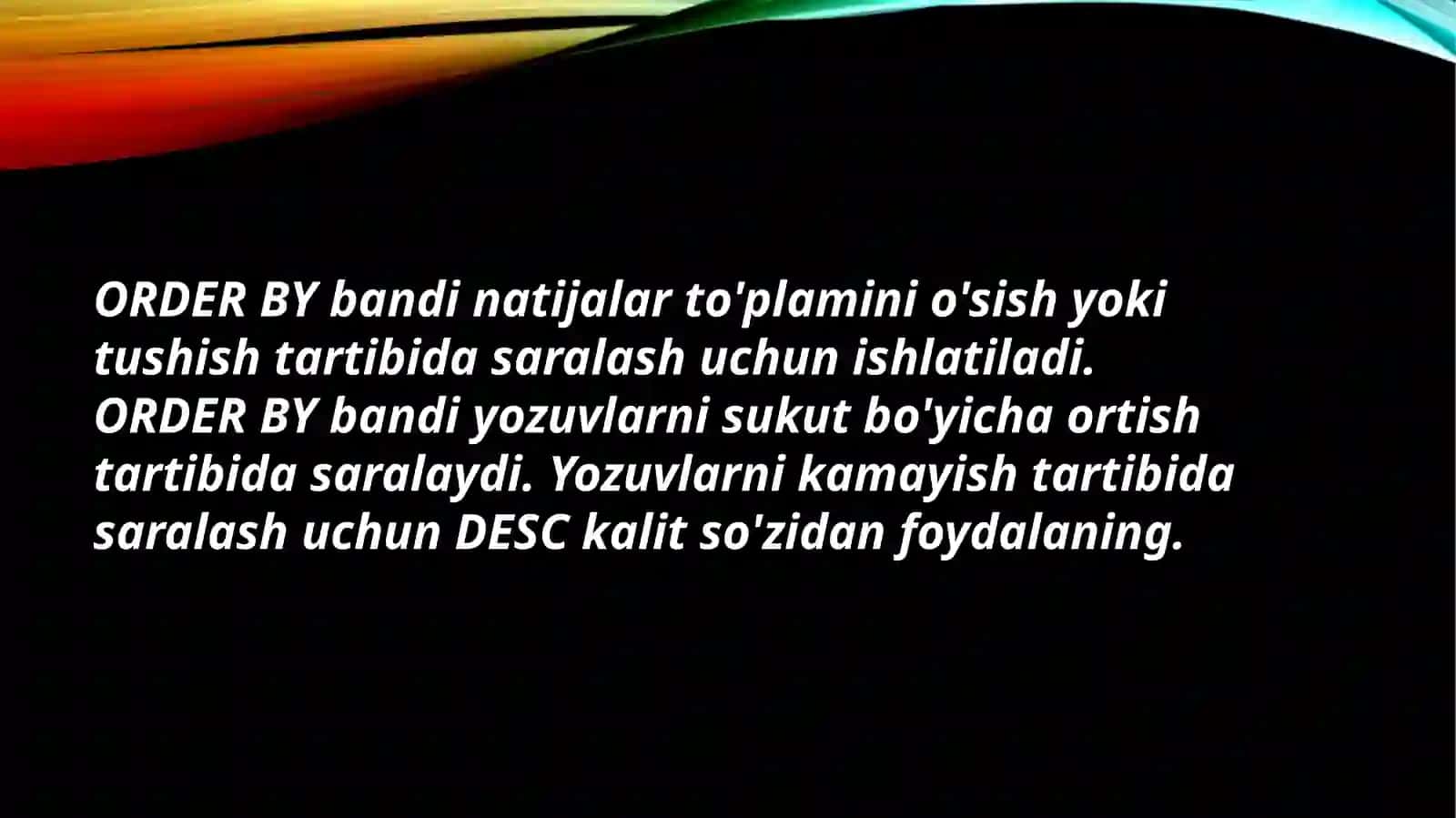 Berilganlar bazasi tizimining sxemasini qurish (data schemes) 4