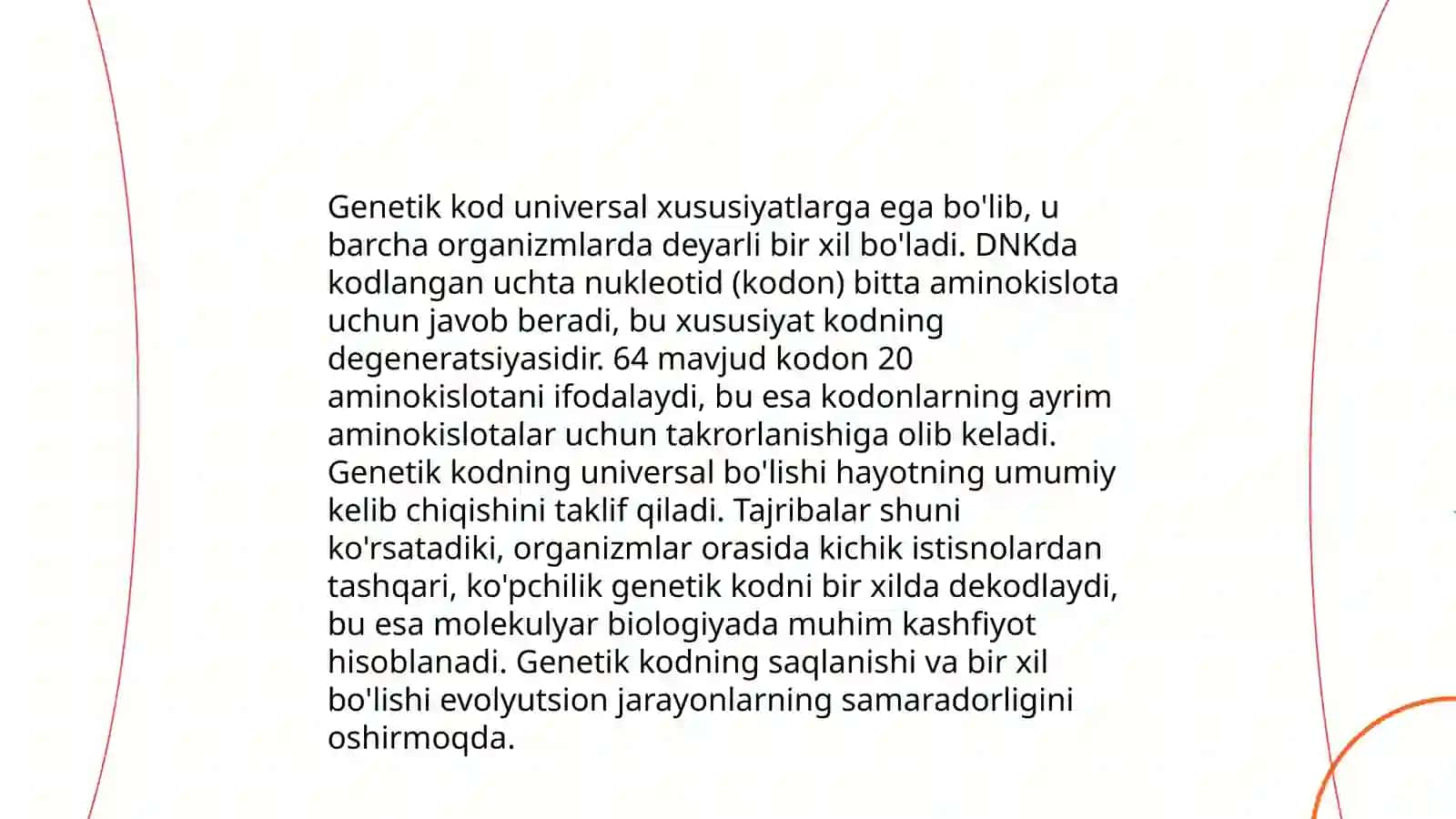 Genetik kod va uning xossalari.Mutatsiya va uning turlari.Malekuylar kasaliklar 4