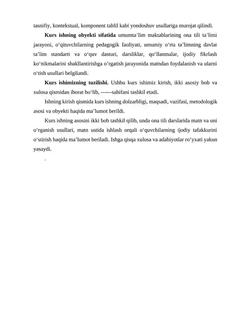 ONA TILINI O'QITILISHDA O'QUVCHILARNING IJODIY TAFAKKURINI RIBOJLANTIRISHDA BADIY MATIN BILAN ISHLASHNING AHAMYATI 4