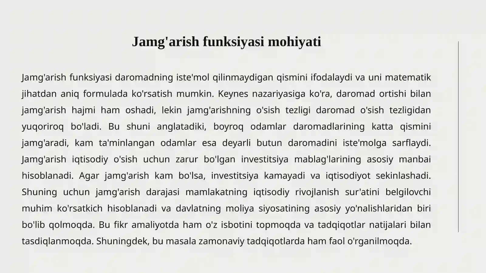 Iste'mol, Jamg'arish va Investitsiya Funksiyalari 4