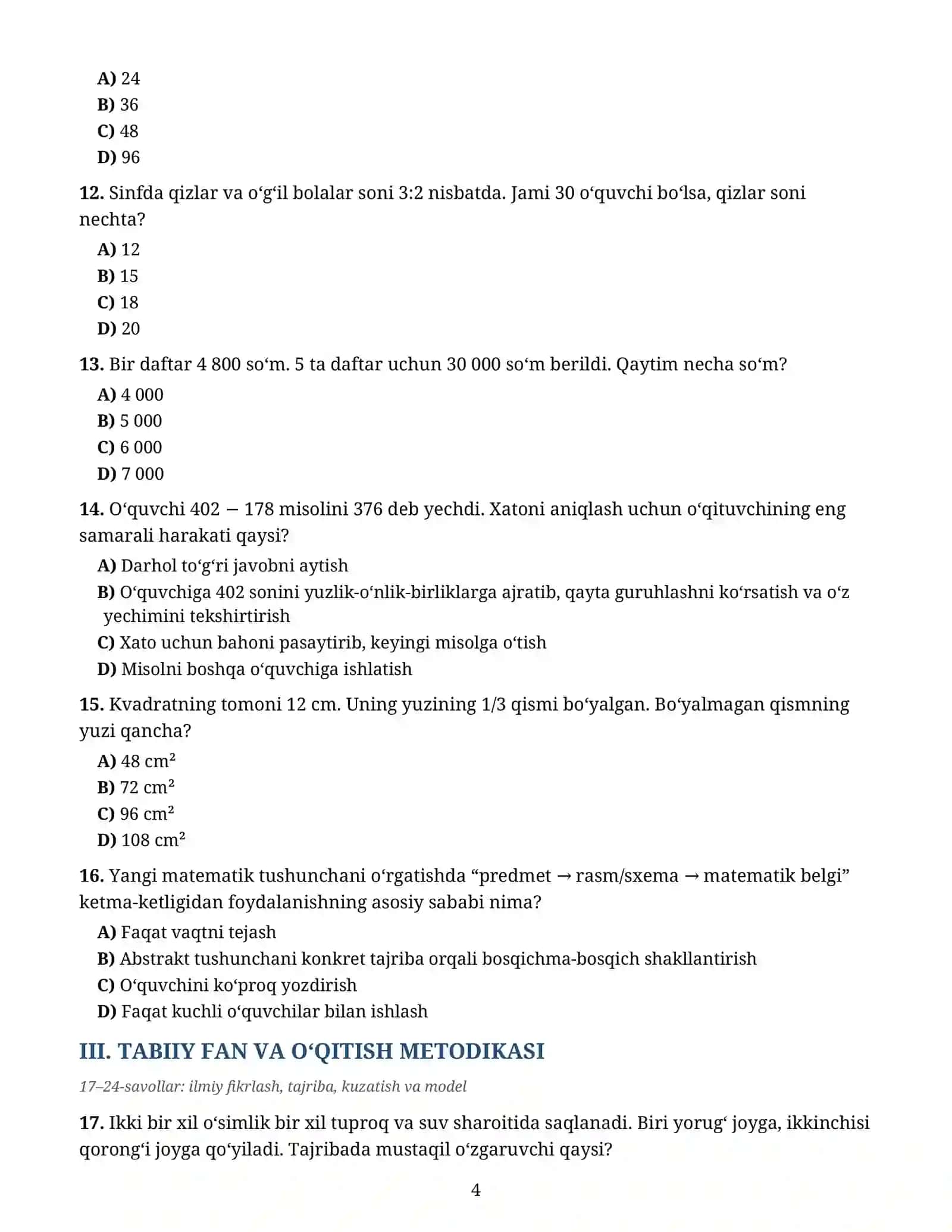 BOSHLANG‘ICH TA’LIM MILLIY SERTIFIKATI 4