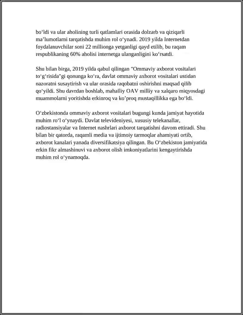 Ommaviy axborot vositalari faoliyatining tarixiy rivojlanishi 4