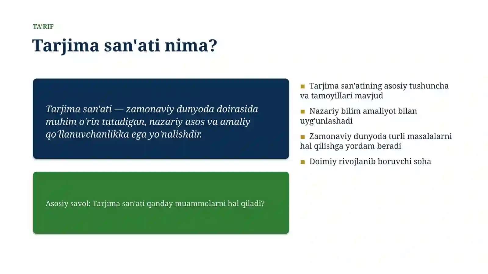ZAMONAVIY DUNYODA 4