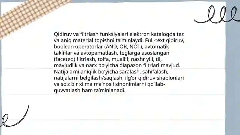 Elektron kataloglarning asosiy funksiyalari va imkoniyatlari 4