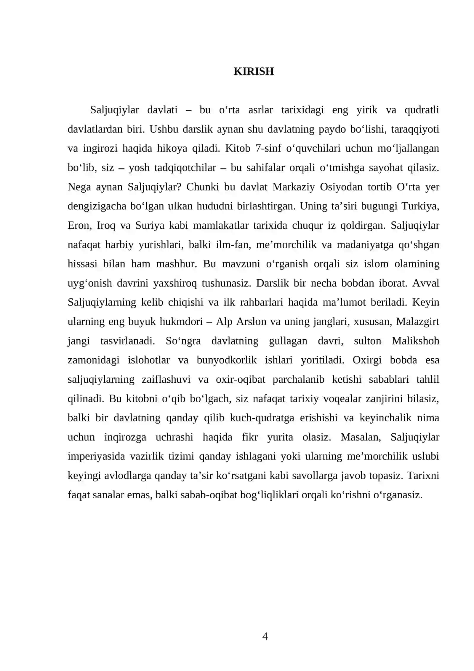 SALJUQIYLAR DAVLATI. 7- SINF 4