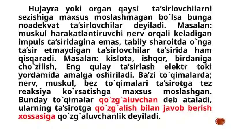 Qo`zg`aluvchan to`qimalardagi biоelеktrik hоdisalar.Eritrotsitlar fiziologiyasi.gemoglobin. 4