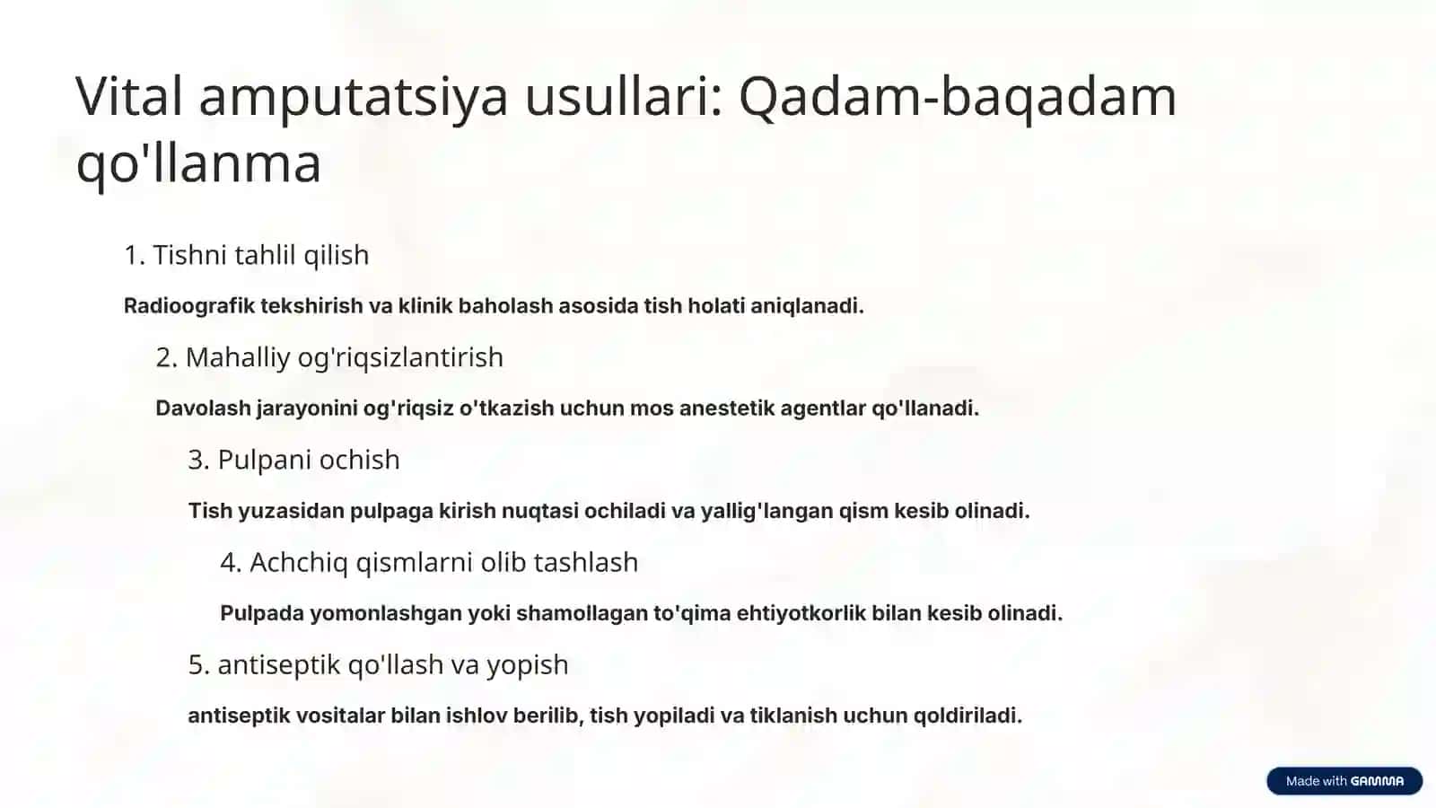 Stomatologiyada vital amputatsiya: Asosiy tushunchalar va usullar 4