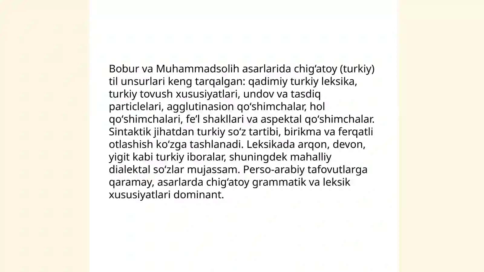 Bobur va Muhammadsolih asarlarining tili 4