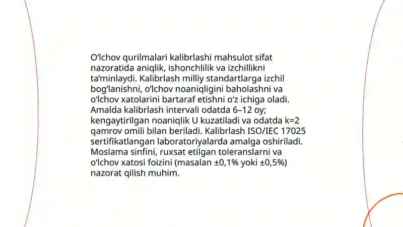 Metrologik ta’minot va mahsulot sifatini nazorat qilishning asosiy tushunchalari 4