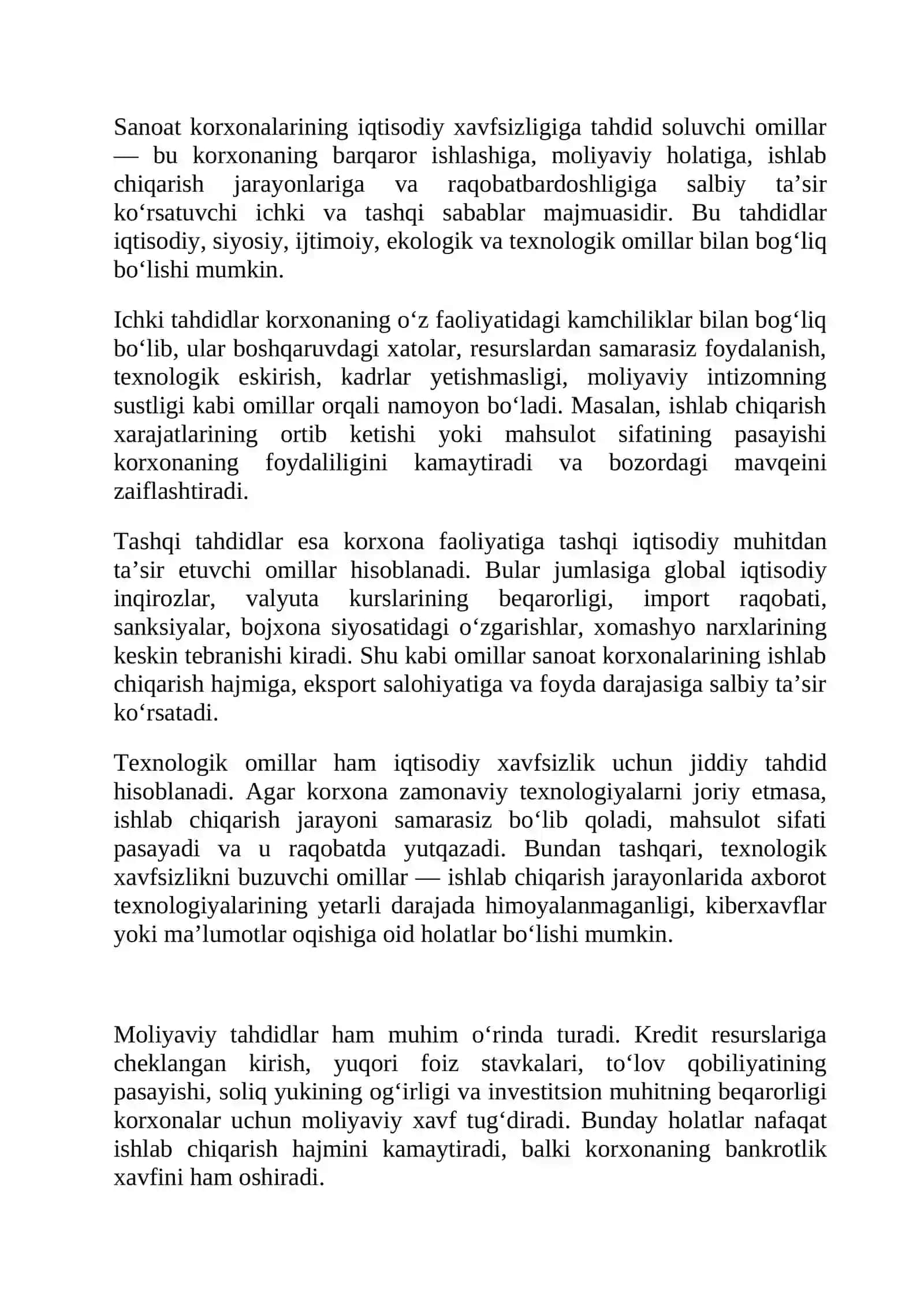Sanoat tarmoqlarida iqtisodiy xavfsizlikni ta’minlash 4