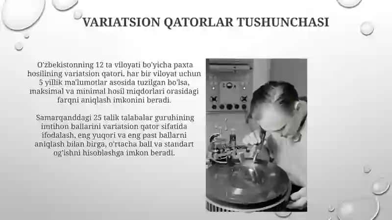 Variatsion qatorlar ishlab chiqarish 4