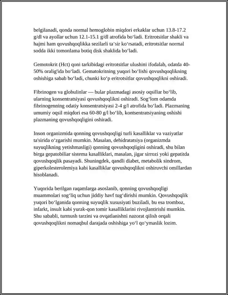 BIOLOGIK SUYUQLIKLARNING QOVUSHQOQLIGI TIBBIYOTDA QUVUSHQOQLARNI AHAMYATI 4