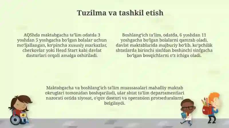 AQSh da maktabgacha va boshlangʻich taʼlim 4