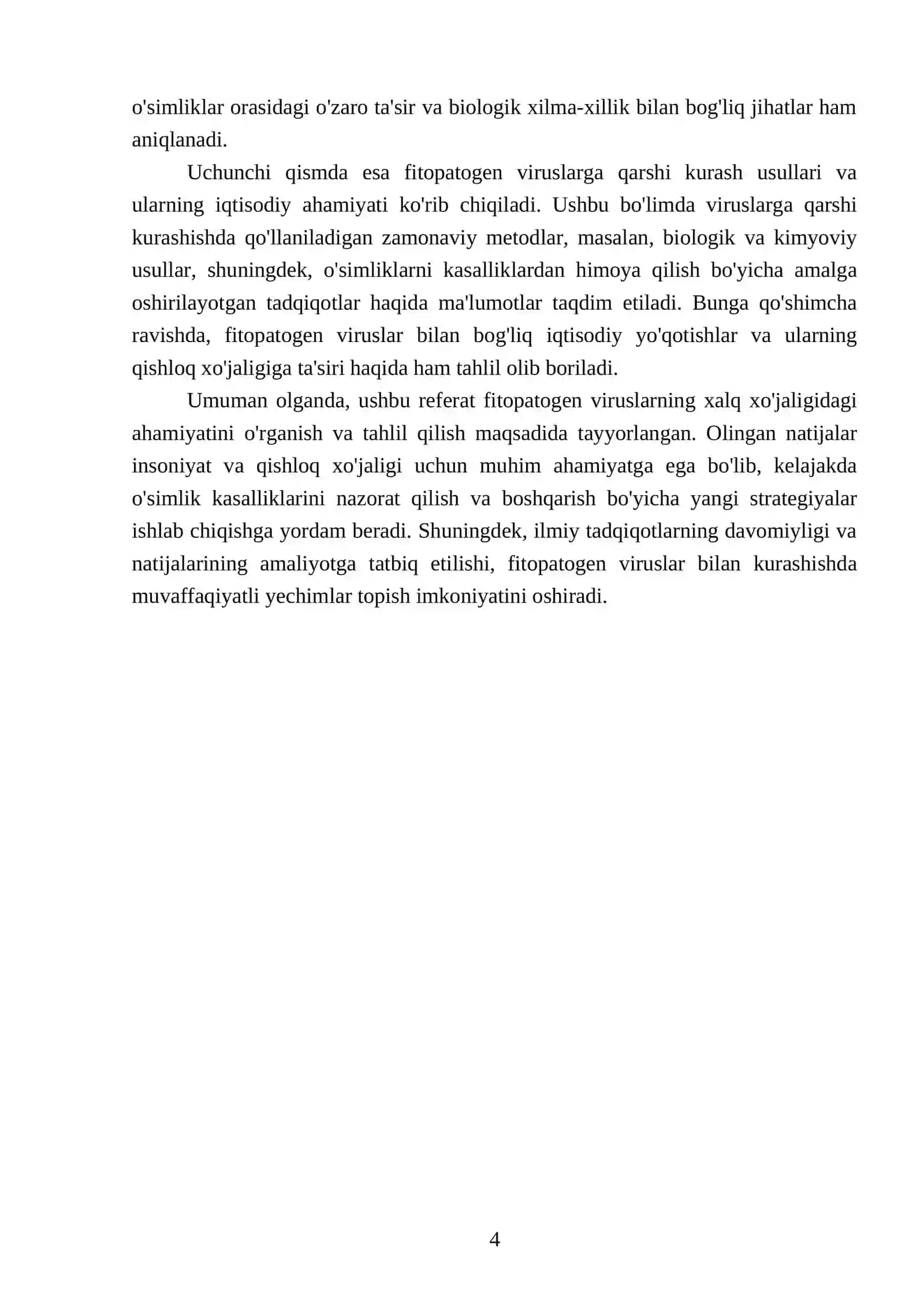 Fitopatogen viruslar va ularning xalq xo‘jaligidagi ahamiyatini tahlil etish 4