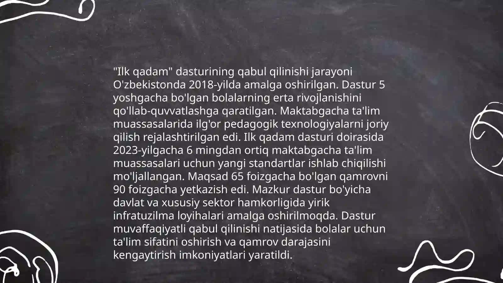 "Ilk qadam"davlat dasturining qabul qilinishi va mazmun mohiyati 4
