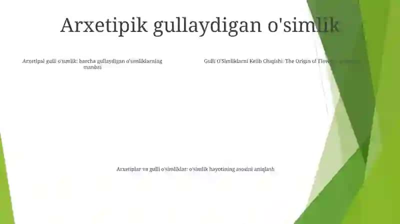 Gulli OʻSimliklarni Kelib Chiqishi 4