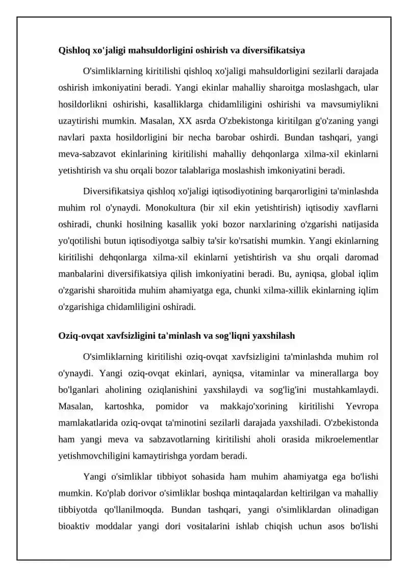 O'simliklar introduksiyasining ijtimoiy-iqtisodiy ta'siri 4