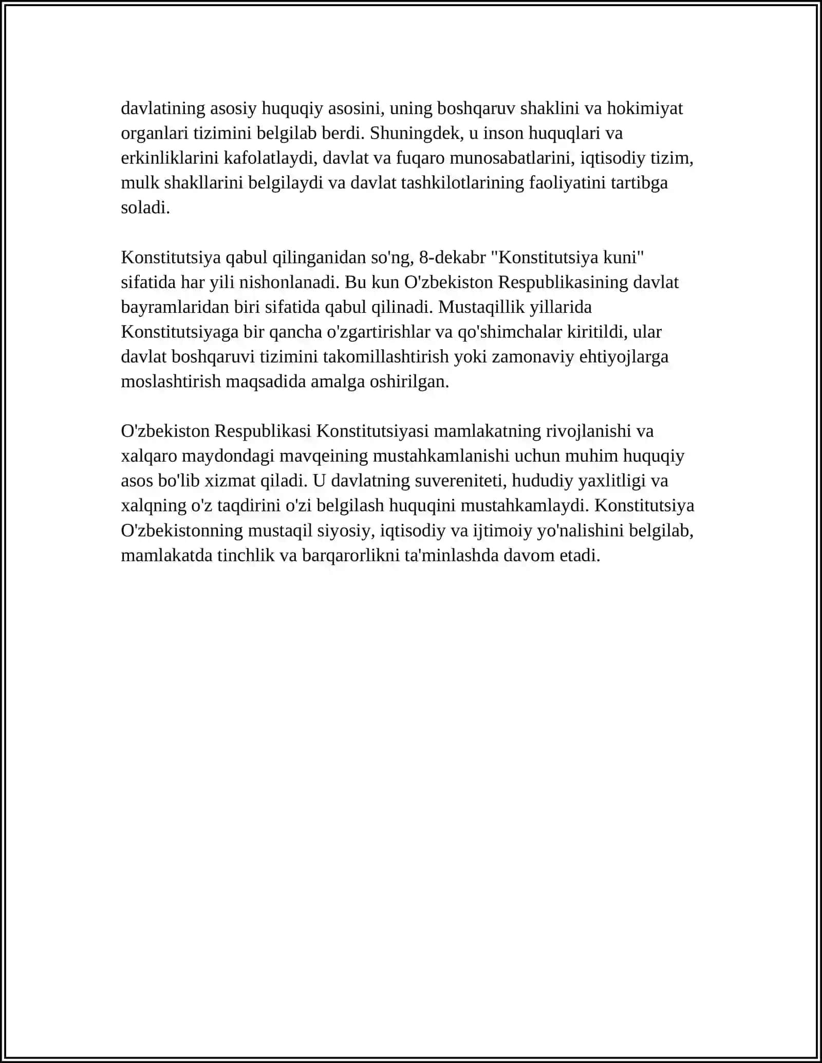 O'ZBEKISTON RESPUBLIKASI KONSTITUTSIYASI QABUL QILINISHI VA UNING TARIXIY 4