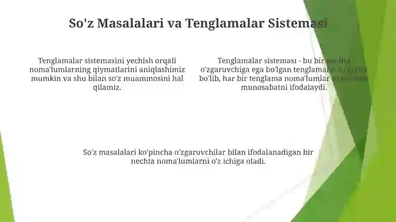 Tenglamalar sistemasini yechish va nomalumlarni aniqlash 4