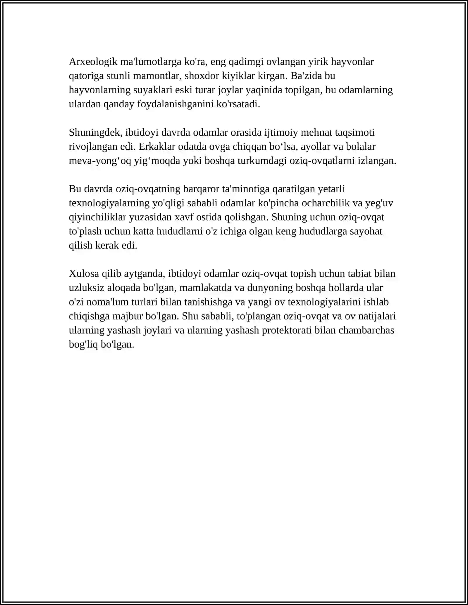 IBTIDOIY DAVR ODAMLARINING HAYOT TARZI VA MADANIYATLARINI TIKLASH 4