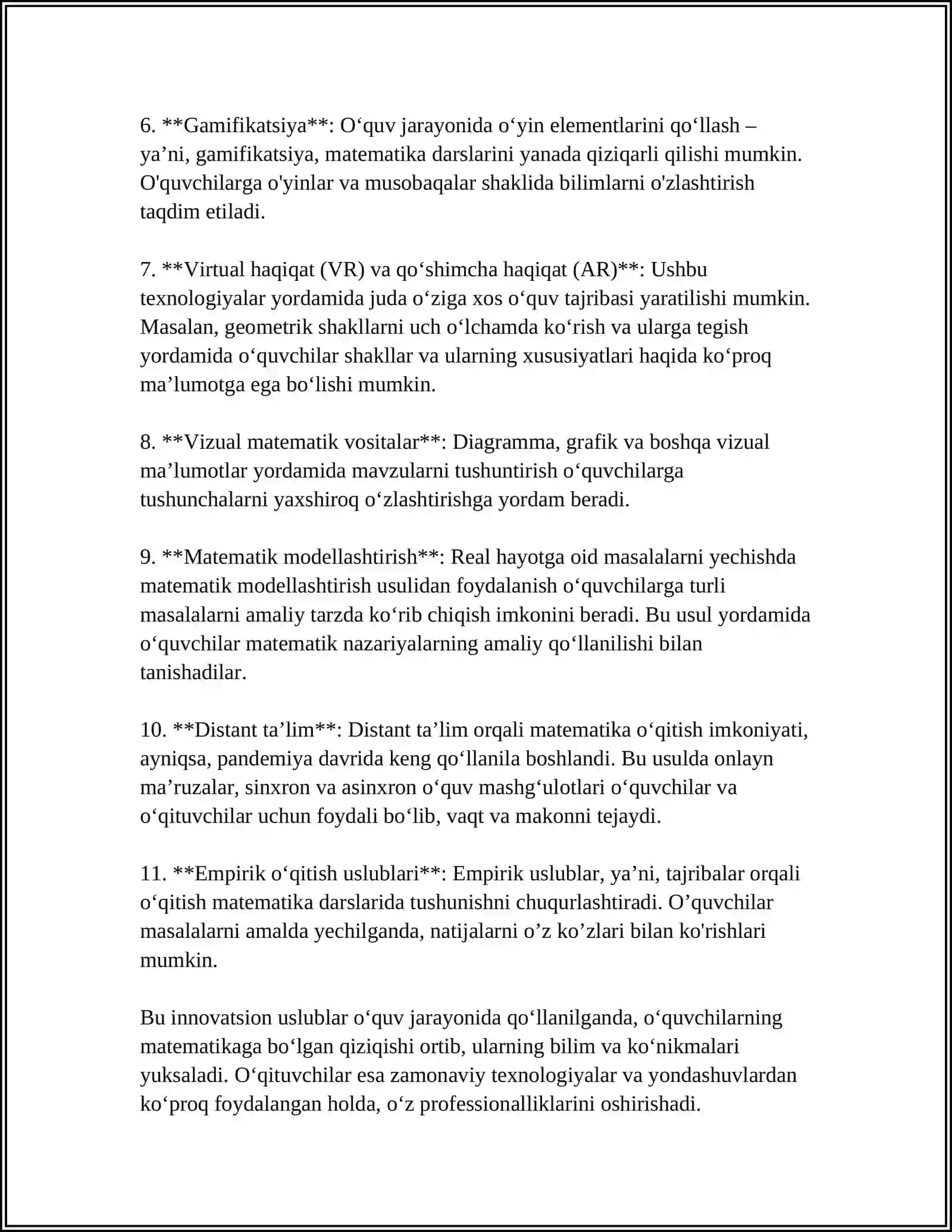 MATEMATIKADAN SINFDAN TASHQARI ISH METODIKASI 4