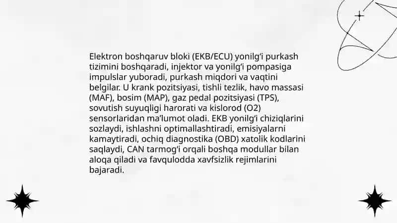 Yengil yonilg‘ini elektron purkash tizimlari 4