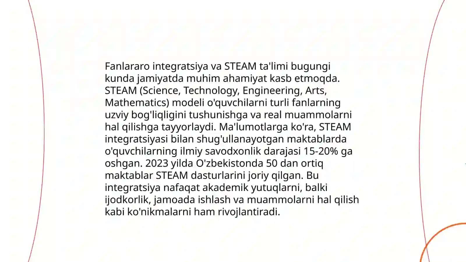 STEAM taʼlim texnologiyasining oʻziga xos xususiyatlari 4