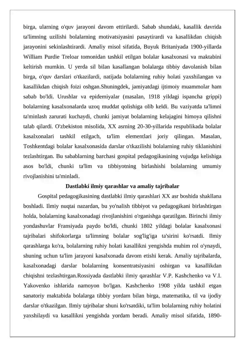 Gospital pedagogika: fan sifatida shakllanishi va rivojlanish tarixi 4