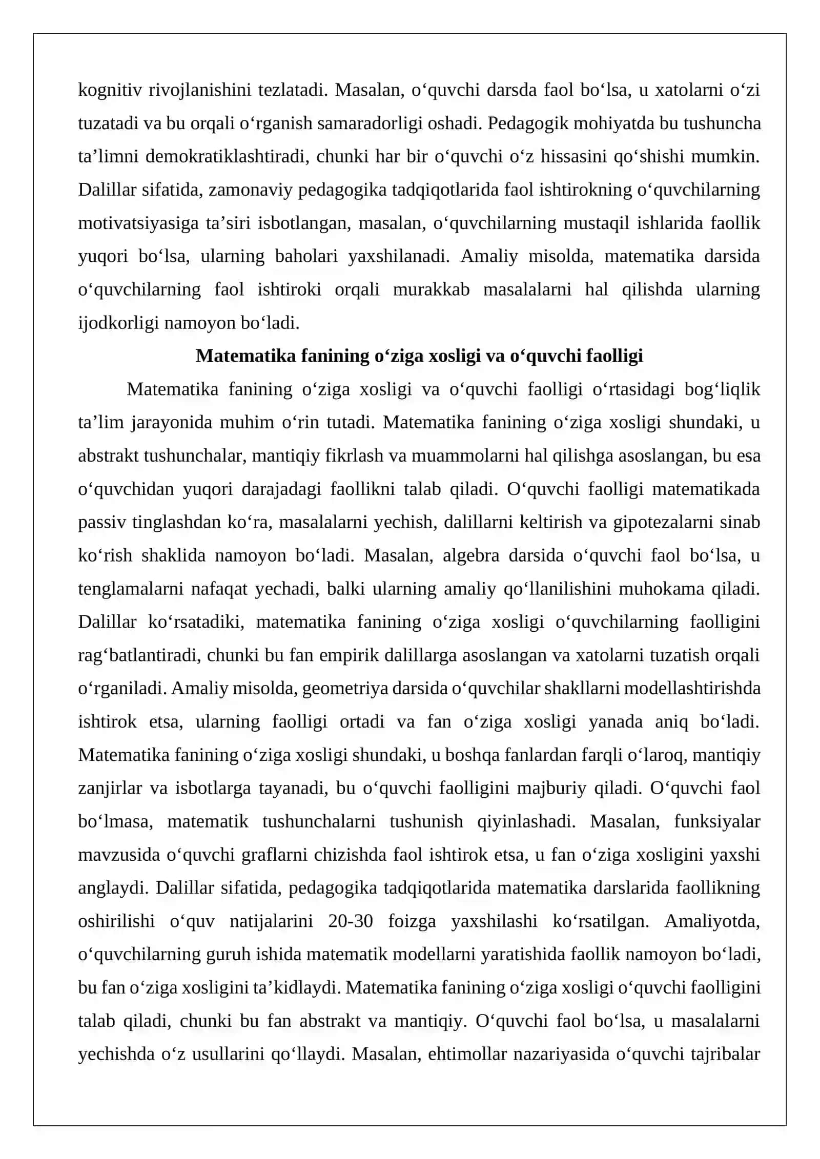 Matematika darslarida o‘quvchilarning faol ishtirokini baholash 4