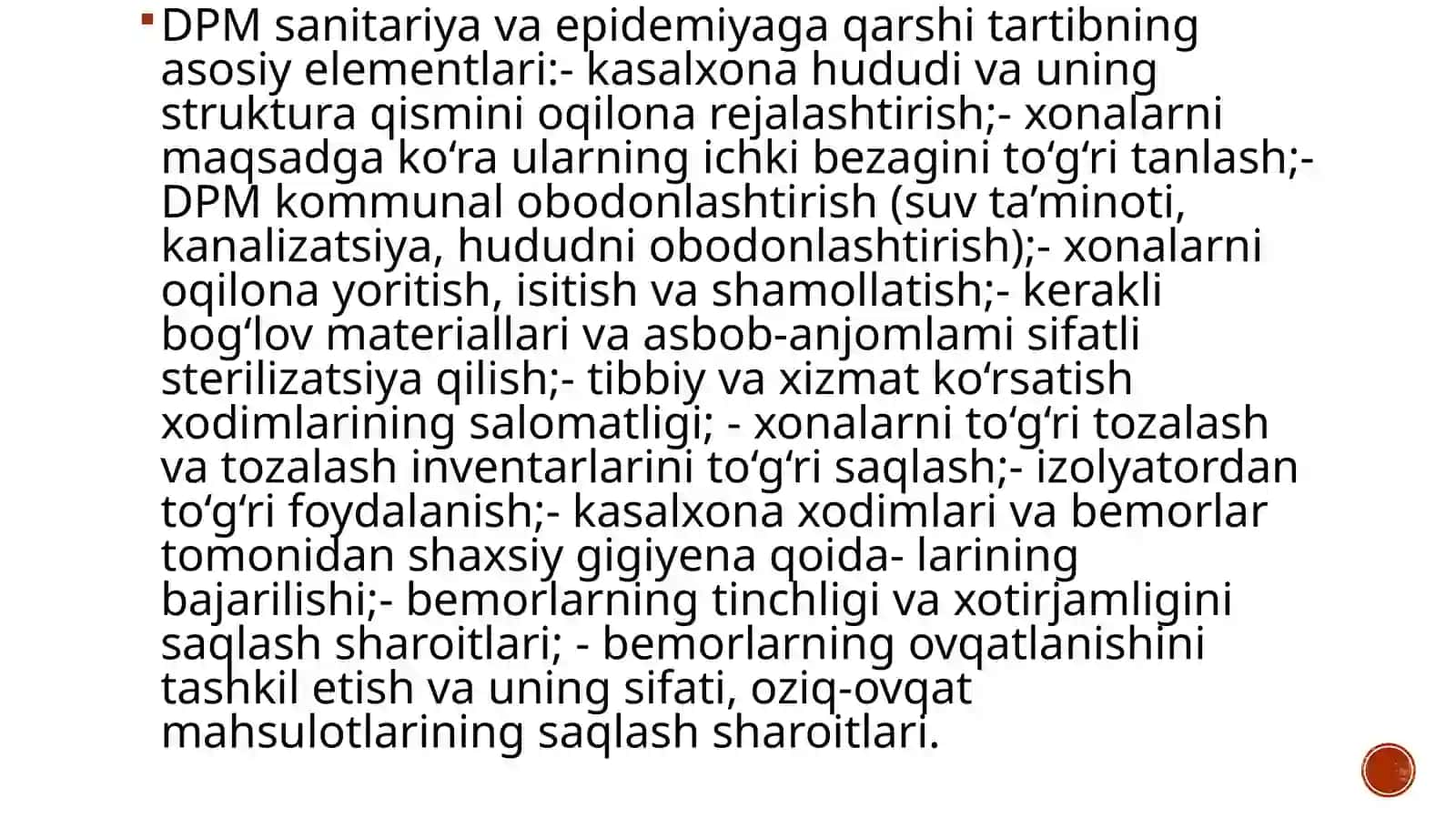 Loyiha materiallari bo'yicha davolash-profilaktika muassasalarini gigiyenik baholash 4