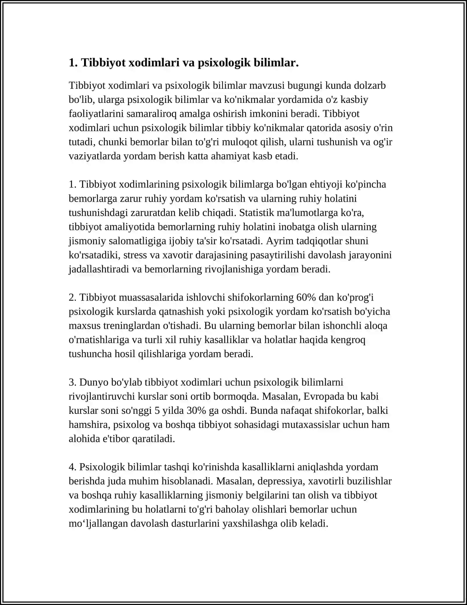 TIBBIYOT XODIMLARI FAOLIYATIDA PSIXOLOGIK BILIMLARNING O'RNI 4