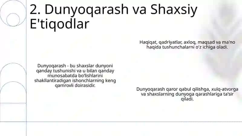 Dunyoqarashning mohiyati, tuzilishi va asosiy funksiyalari 4