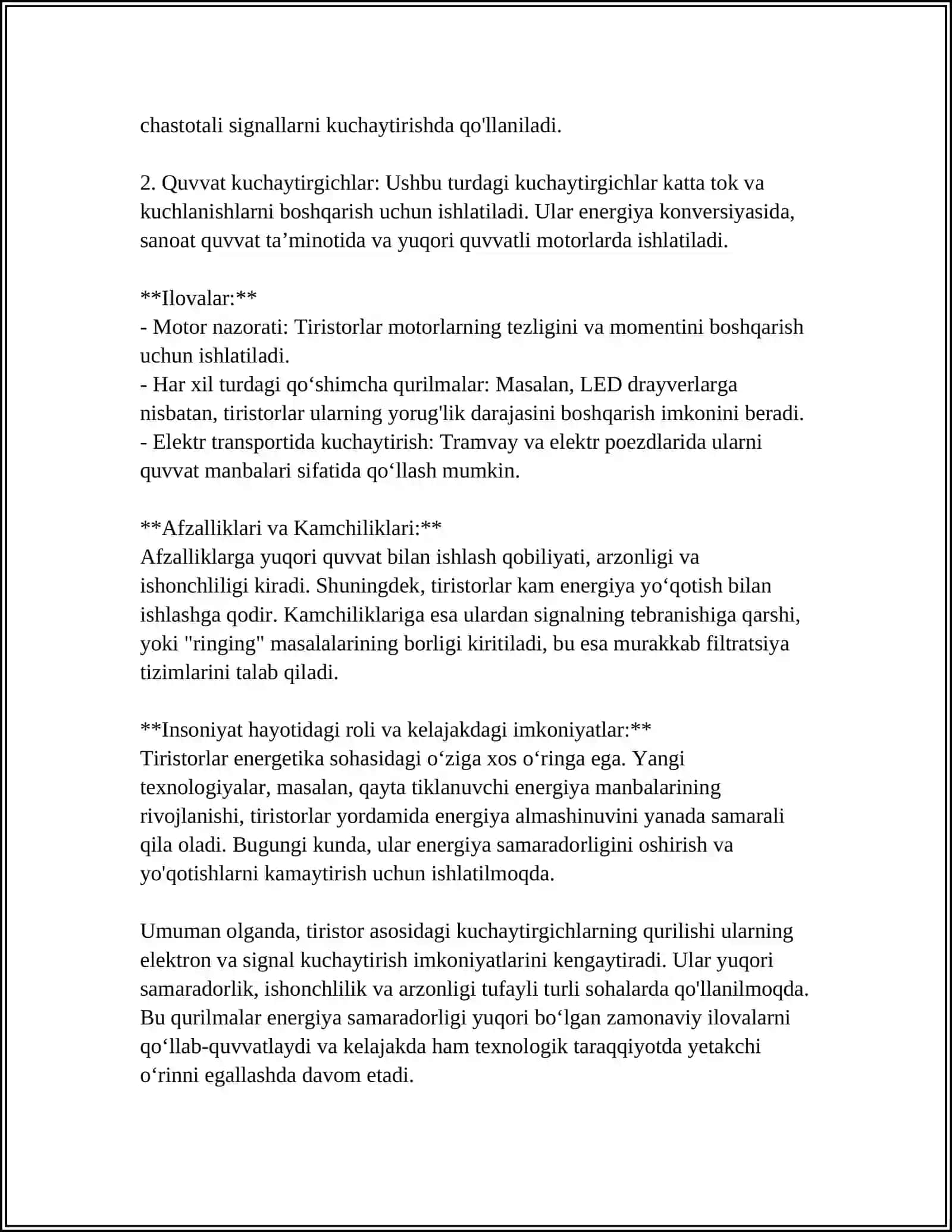 AVTOMATIK SXEMALARIDA TIRISTORLI KUCHAYTIRGICHLARNI ISHLATILISHI 4