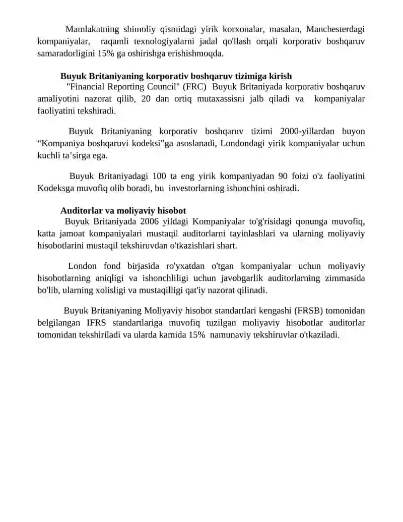 Buyuk Britaniyada korporativ boshqaruv tizimi 4