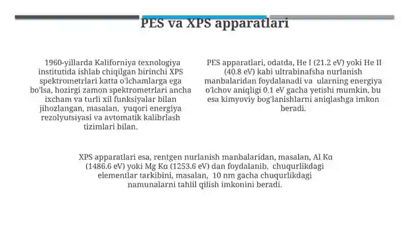 Fotoelektron FES va rentgenoelektiron RES spektroskopiya 4