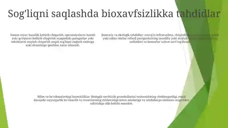 Inson SogʻLigʻIda Saqlashda Bioxavfsizlikni Taminlash 4