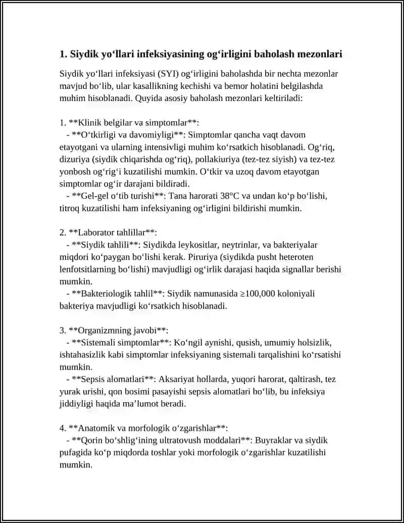 SIYDIK AJRATISH SISTEMASI KASALLIKLARIDA KECHISH OG'IRLIGINI BAXOLASH 4