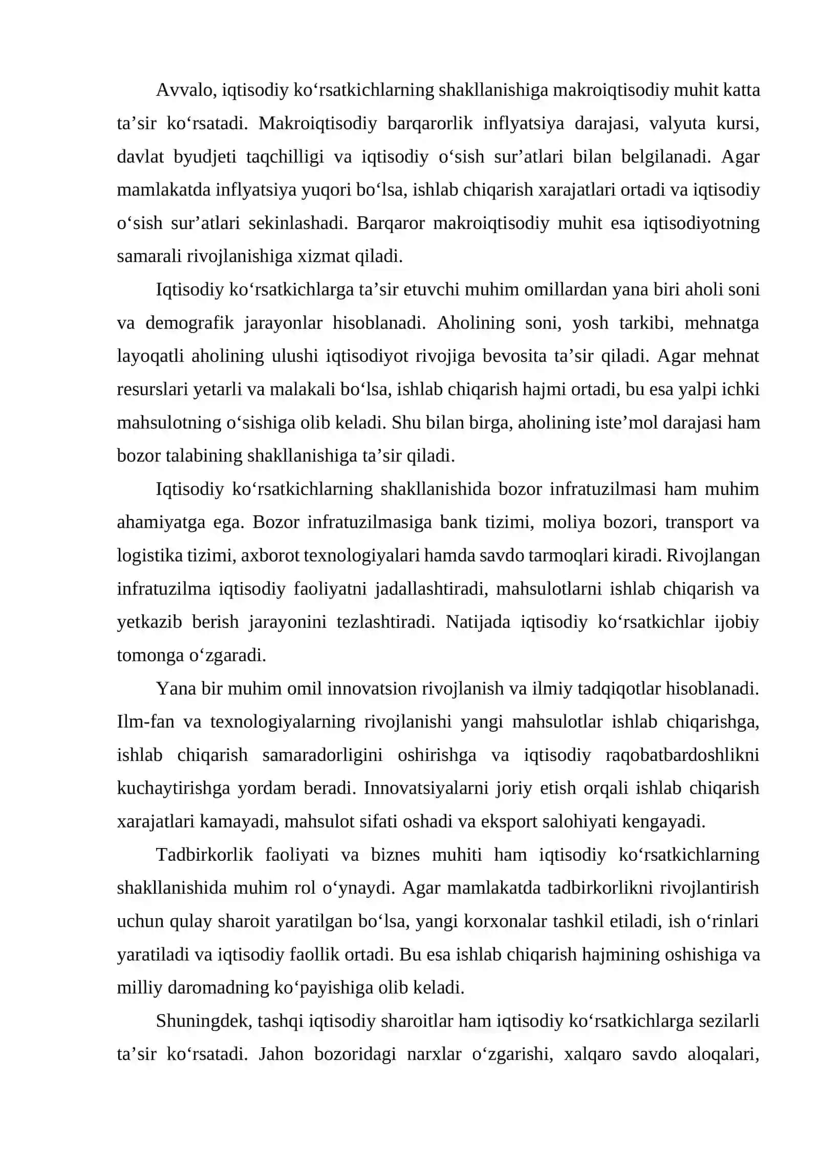ASOSIY IQTISODIY KO‘RSATKICHLARNI SHAKLLANISHIGA TA’SIR ETUVCHI OMILLAR. 4