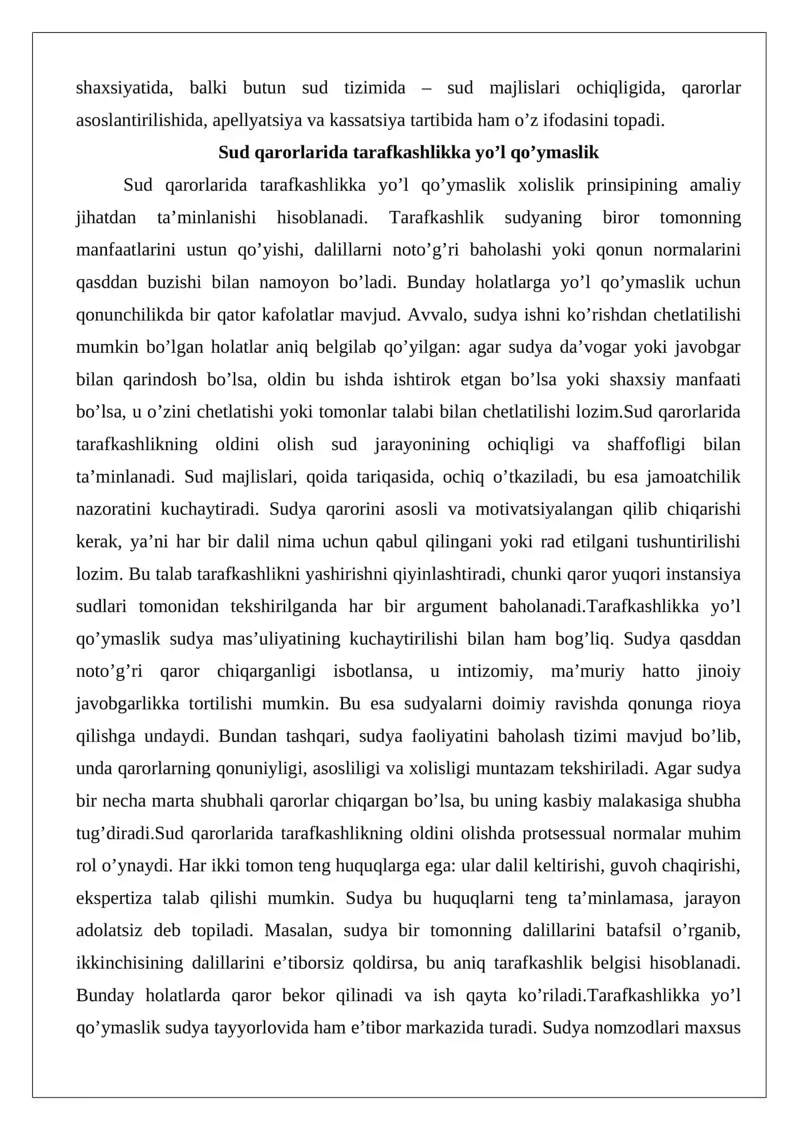 Sudyalik kasbida xolislik, adolatparvarlik, halollik prinsiplari 4