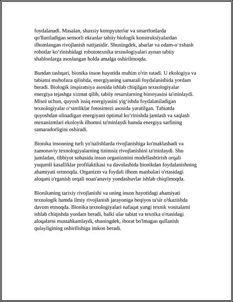 Bionika Asoslari va Uning Inson Hayotidagi O'Rni 4