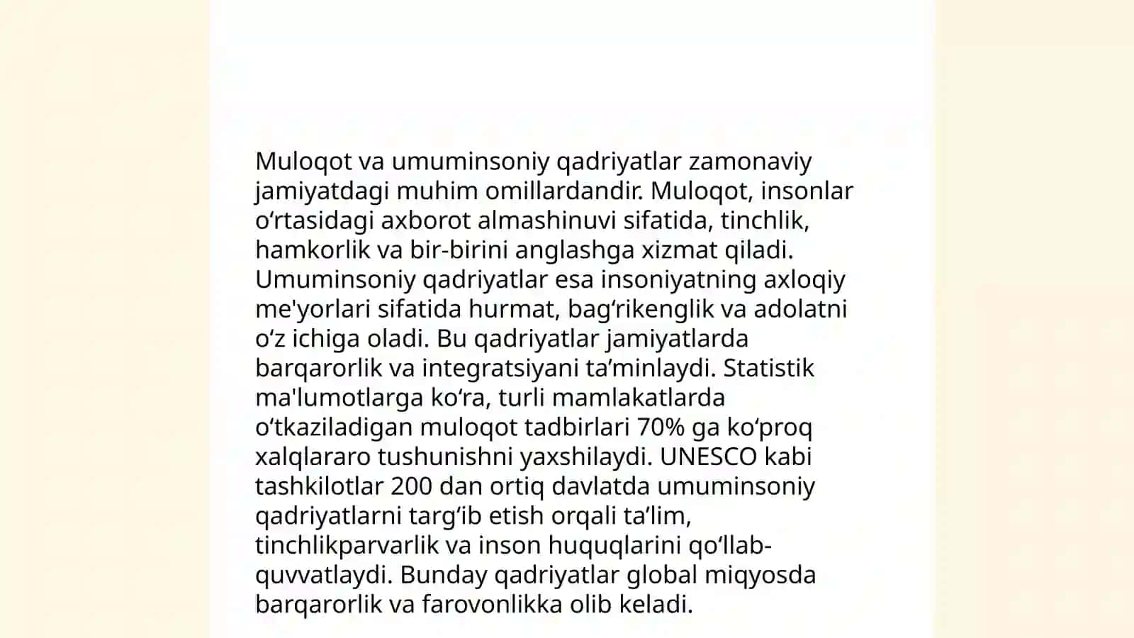 Muloqotni tashkil etishda umuminsoniy qadriyatlarning ustuvorligi 4