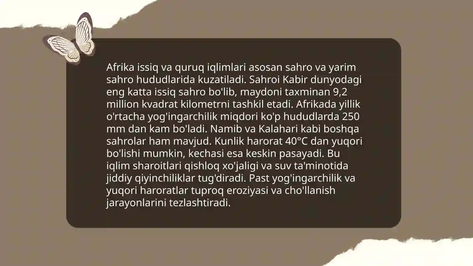 Afrikaning iqlimi ichki suvlari tabiat zonalari va yirik regional oʻlkalari 4
