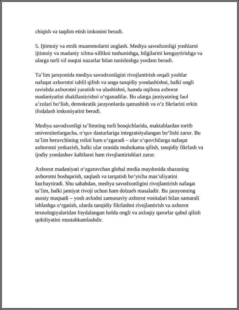 Mediyasavodxonlik va axborot madaniyatining ta'limdagi axamiyati 4