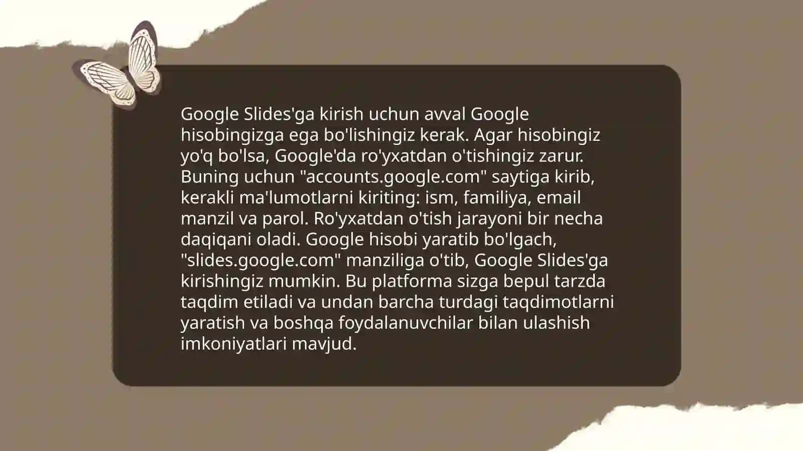 Google Sliedsda onlayn prezentatsiya yaratish 4