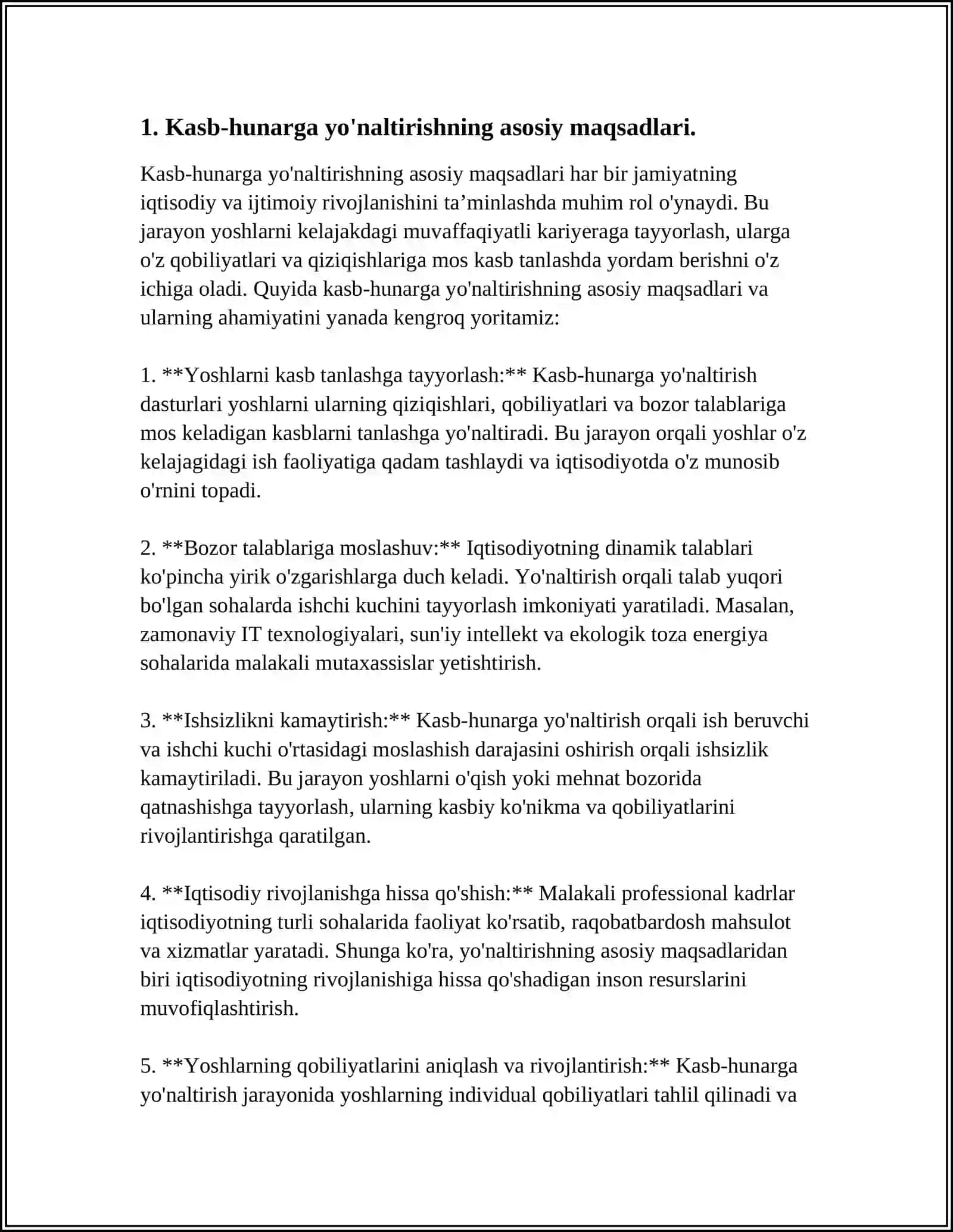 Kasb-hunarga yoʻnaltirish fanining maqsad va vazifalari (REFERAT) 4